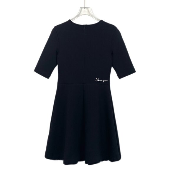 Emporio Armani Black Logo Heart Rhinestone Cotton Short-Sleeve Dress - Picture 2 of 8